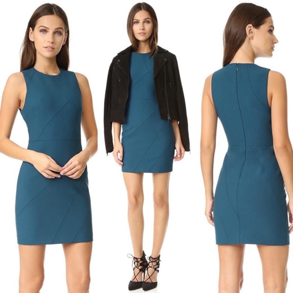 Cinq a Sept Teal Sleeveless Sheath Mini Dress - Picture 3 of 11